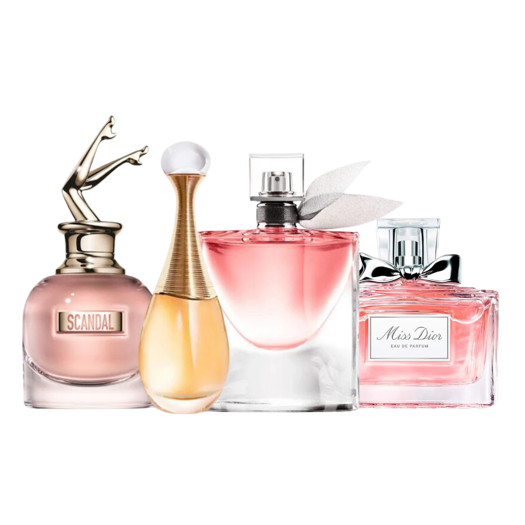 4 Perfumes - Miss Dior, Jean Paul Gaultier SCANDAL, Dior J'ADORE et Lancôme LA VIE EST BELLE (COMPRA 1, RECIBE 4)