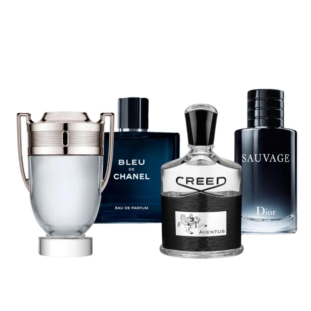 4 Perfumes - Invictus, Creed Aventus, Bleu de Chanel, Dior SAUVAGE (COMPRA 1, RECIBE 4)