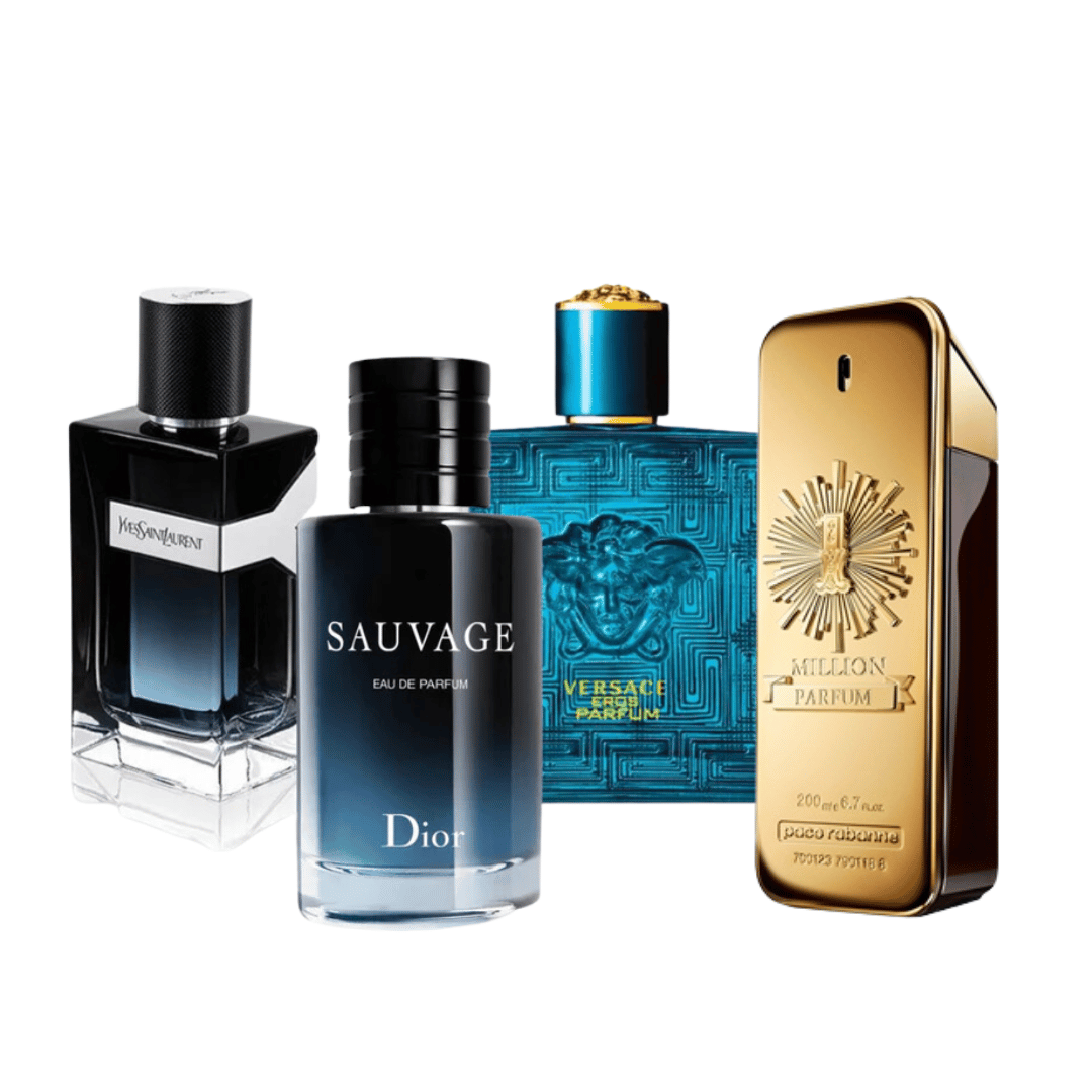 4 Perfumes - 1 Million, Dior SAUVAGE, Yves Saint Laurent Y MEN et Versace EROS (COMPRA 1, RECIBE 4)